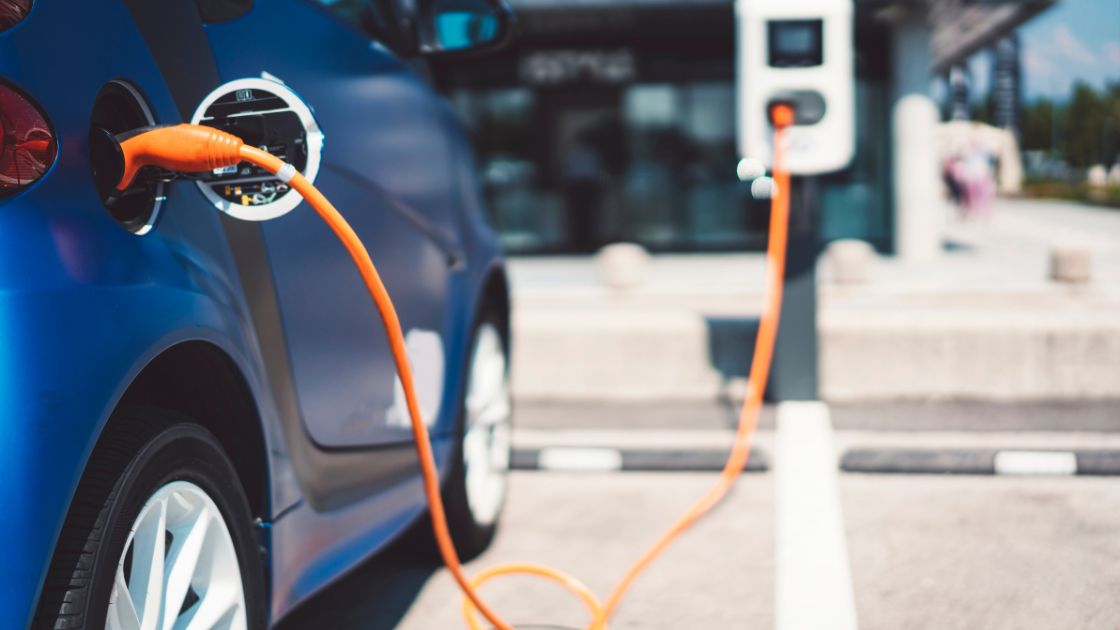 An electric car being charged